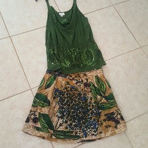 Anthropologie modern floral mini skirt